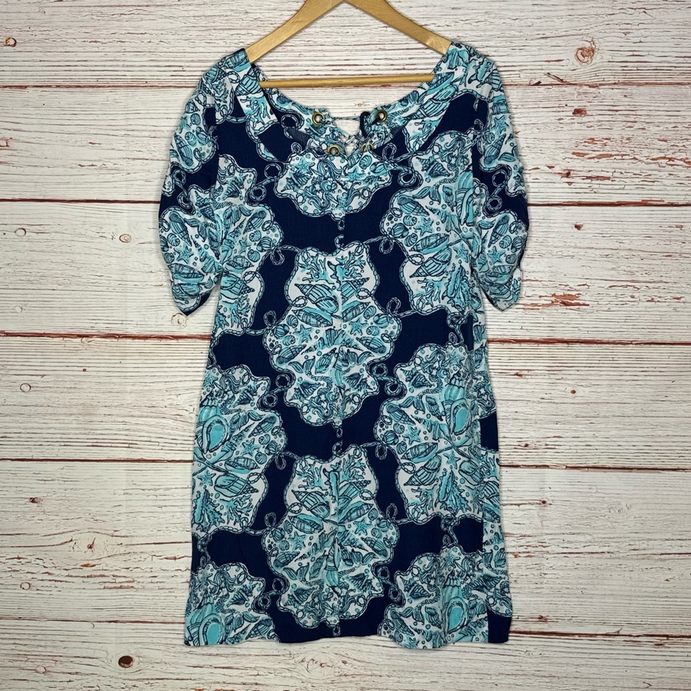 Lilly Pulitzer Everett Dress in Bright Navy Hey Big Sailor Sz M - Picture 8 of 12